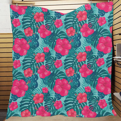 Red Hibiscus Pattern Print Design HB017 Premium Quilt