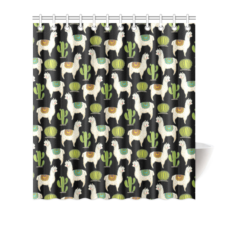 Alpaca Cactus Pattern Print Design 07 Shower Curtain