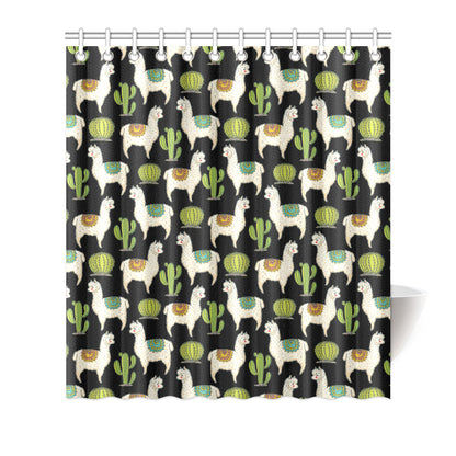 Alpaca Cactus Pattern Print Design 07 Shower Curtain