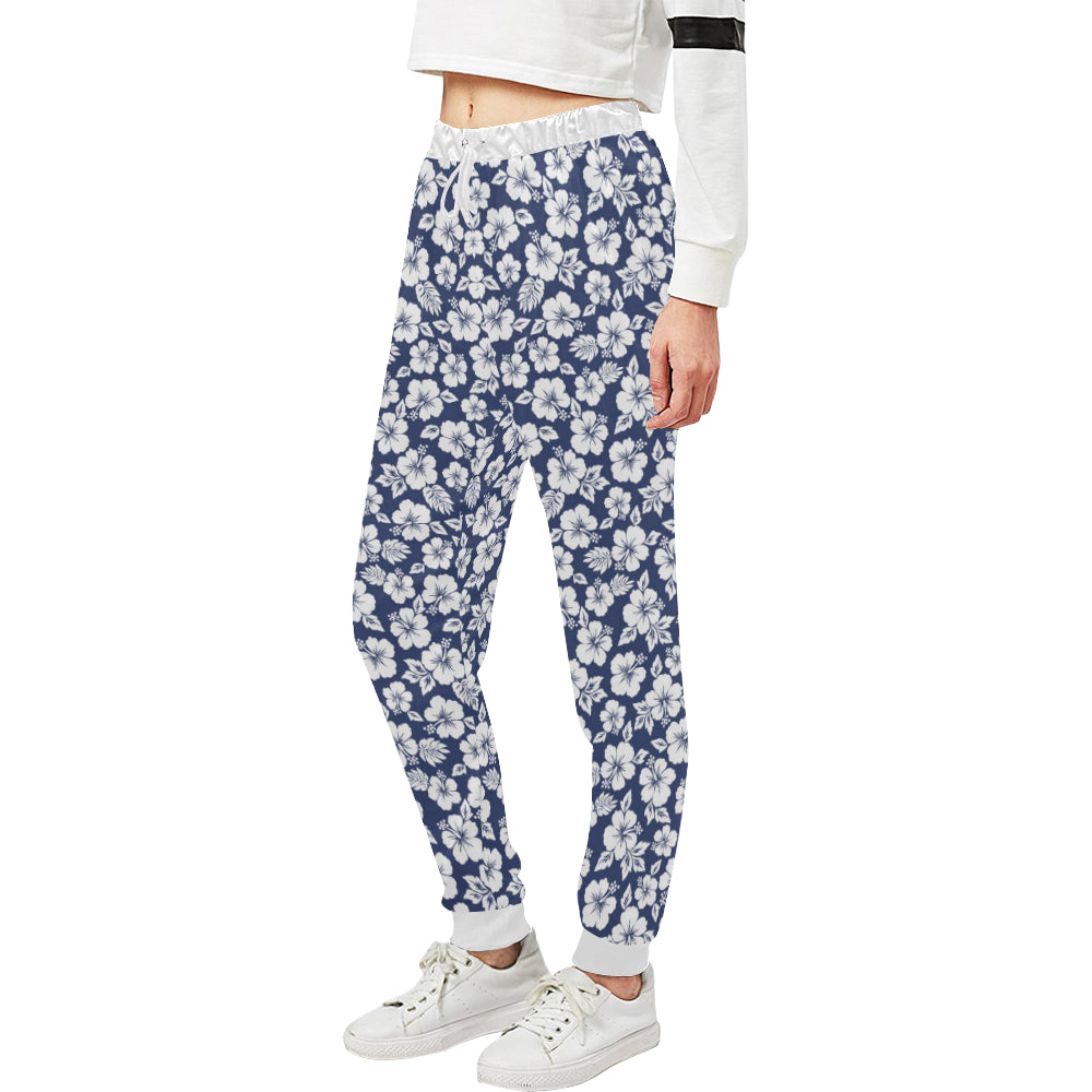 Hibiscus Blue Hawaiian Flower Style Unisex Sweatpants