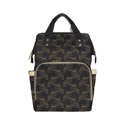 Gold Owl Pattern Diaper Bag Backpack
