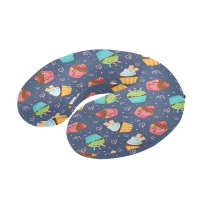 Cupcake Pattern Print Design 02 U-Shaped Travel Neck Pillow