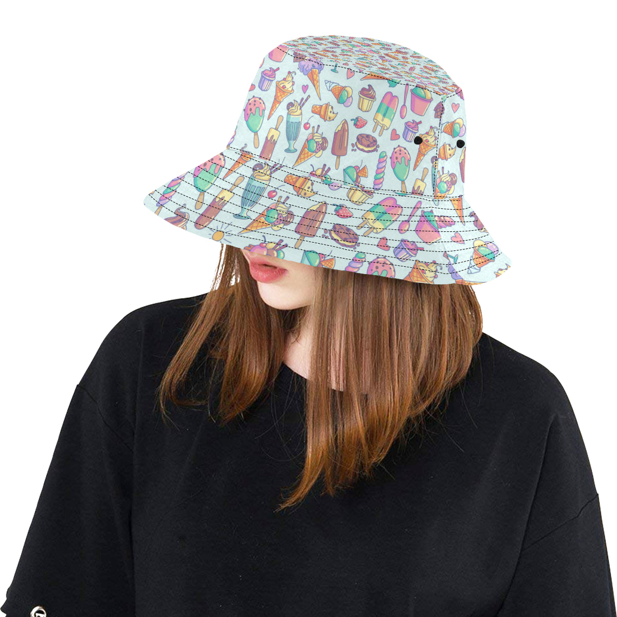 Ice Cream Pattern Print Design IC02 Unisex Bucket Hat