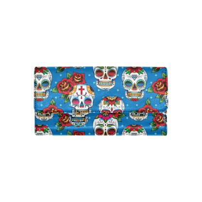 Sugar Skull Rose Pattern Women's Trifold Wallet