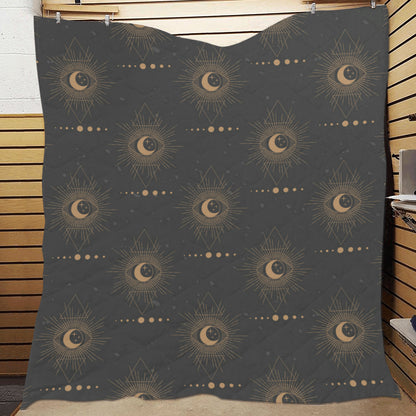 Moon Boho Pattern Print Design 02 Premium Quilt