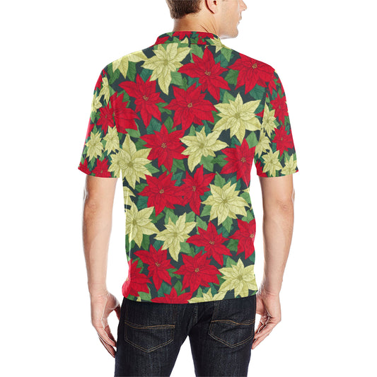 Poinsettia Pattern Print Design POT06 Men Polo Shirt