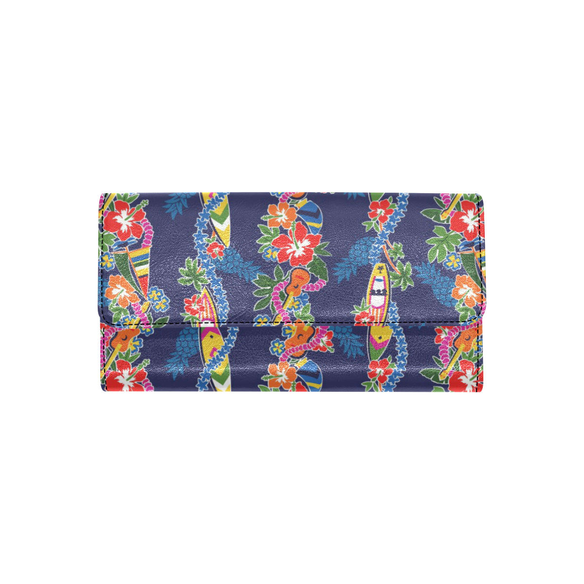 Hawaiian Themed Pattern Print Design H04 Women's Trifold Wallet