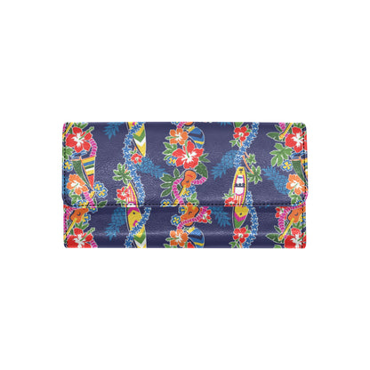 Hawaiian Themed Pattern Print Design H04 Women's Trifold Wallet