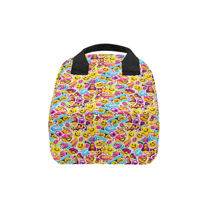 Emoji Sticker Print Pattern Insulated Lunch Bag