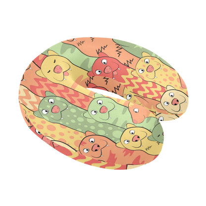 Ferret Pattern Print Design 01 U-Shaped Travel Neck Pillow