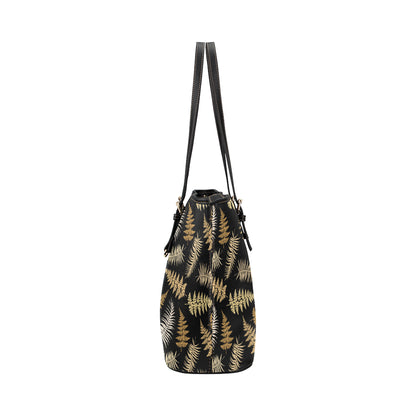 Fern Leave Bright Print Pattern Leather Tote Bag