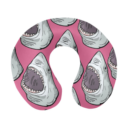 Great White Shark Pattern Print Design 01 U-Shaped Travel Neck Pillow