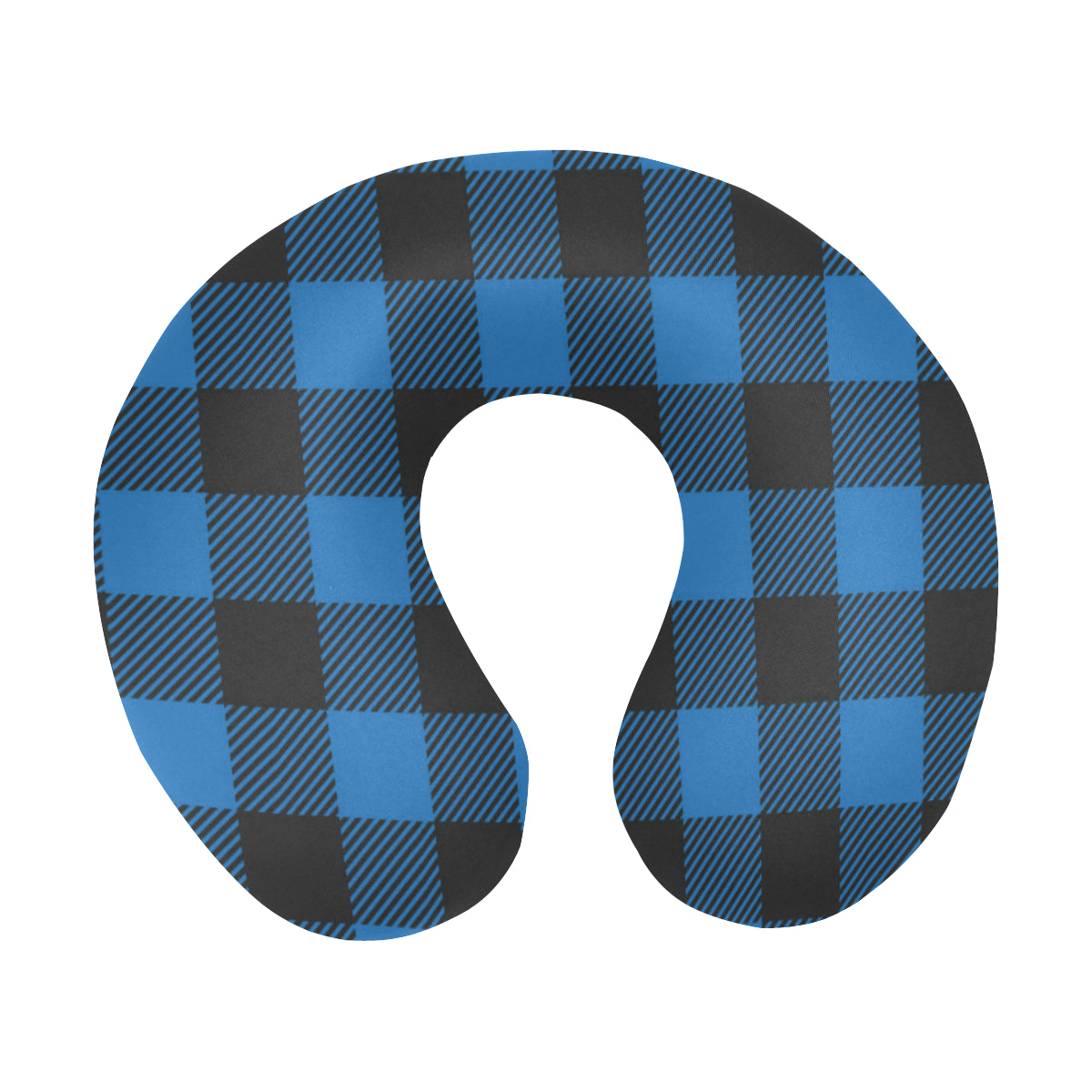 Buffalo check Blue Pattern Print Design 03 U-Shaped Travel Neck Pillow