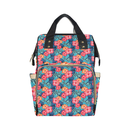 Red Hibiscus Pattern Print Design HB02 Diaper Bag Backpack