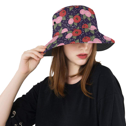 Camellia Pattern Print Design CM02 Unisex Bucket Hat