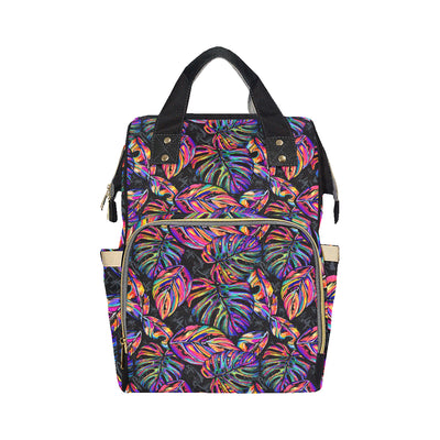 Neon Color Tropical Palm Leaves Diaper Bag Backpack