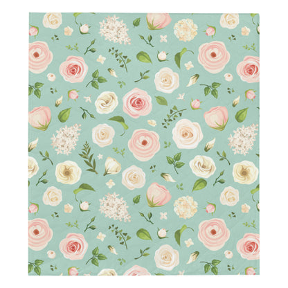 Lisianthus Pattern Print Design 01 Premium Quilt