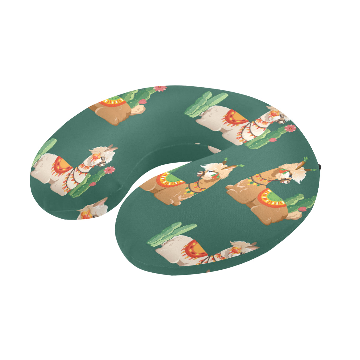 Llama Cactus Pattern Print Design 07 U-Shaped Travel Neck Pillow