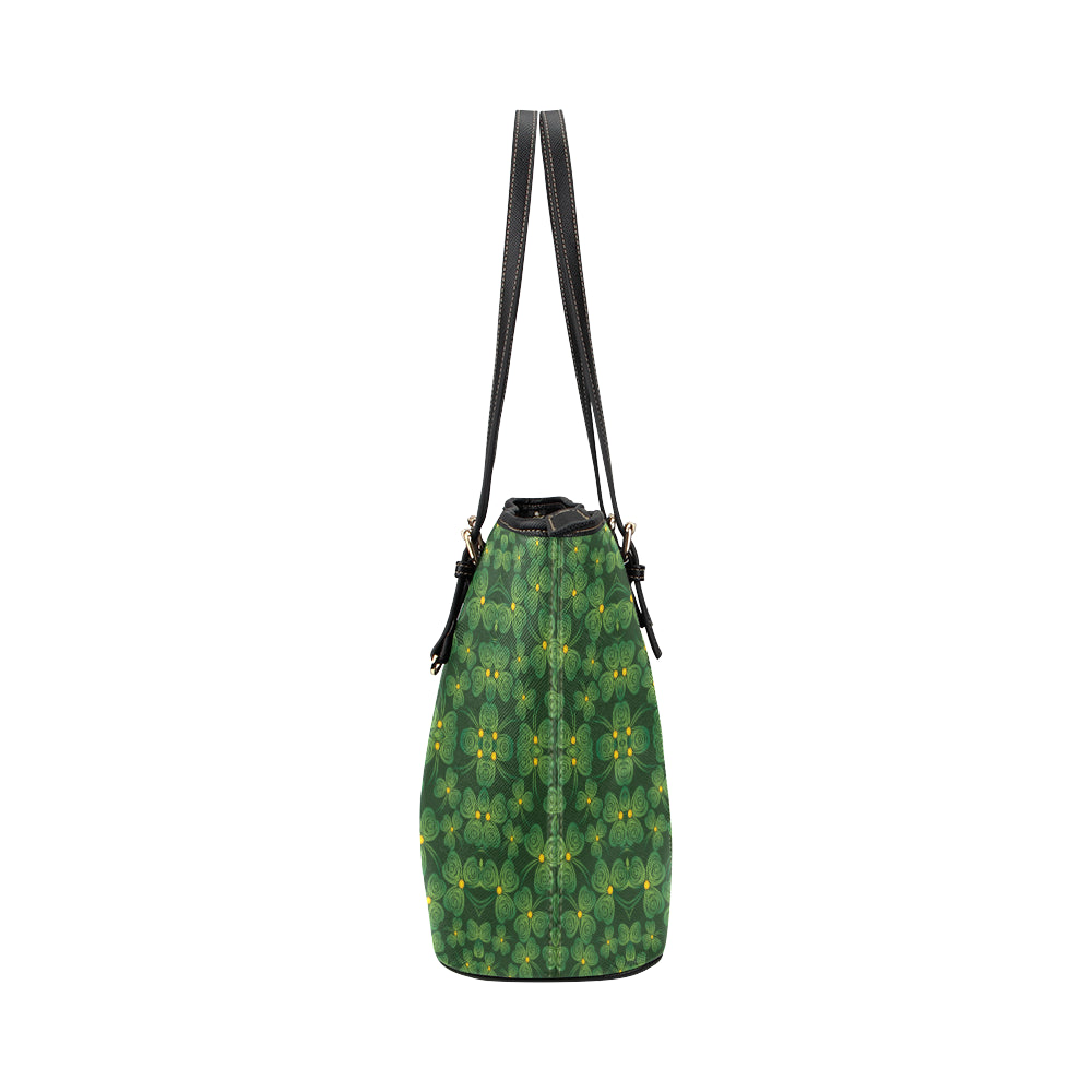 Shamrock Pattern Leather Tote Bag