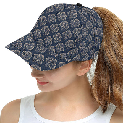 Damask Blue Luxury Print Pattern Snapback Cap