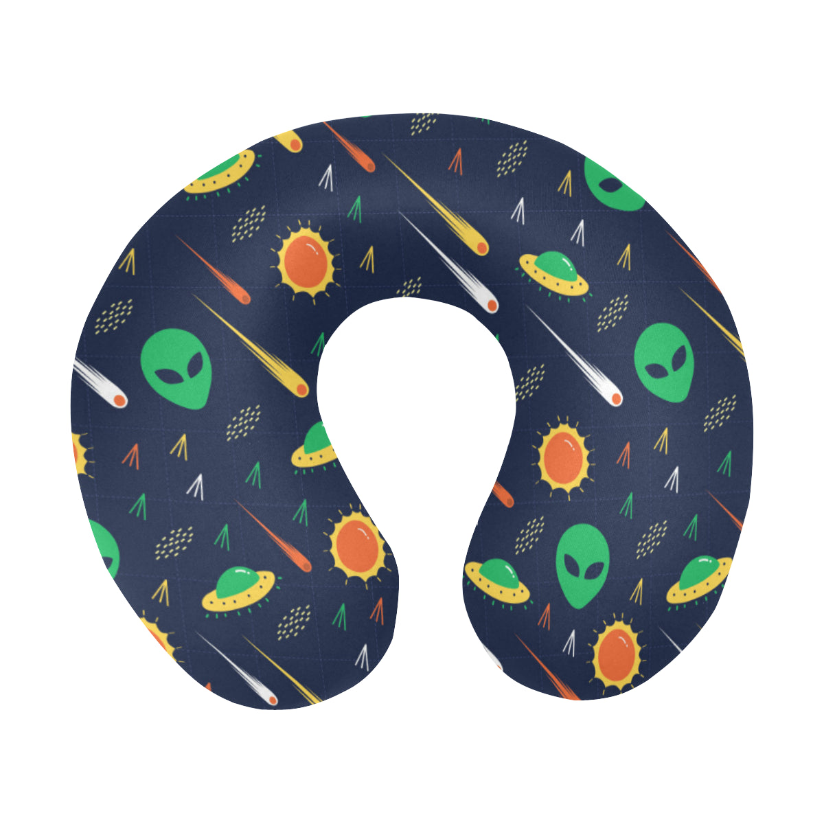 Alien UFO Pattern Print Design 05 U-Shaped Travel Neck Pillow