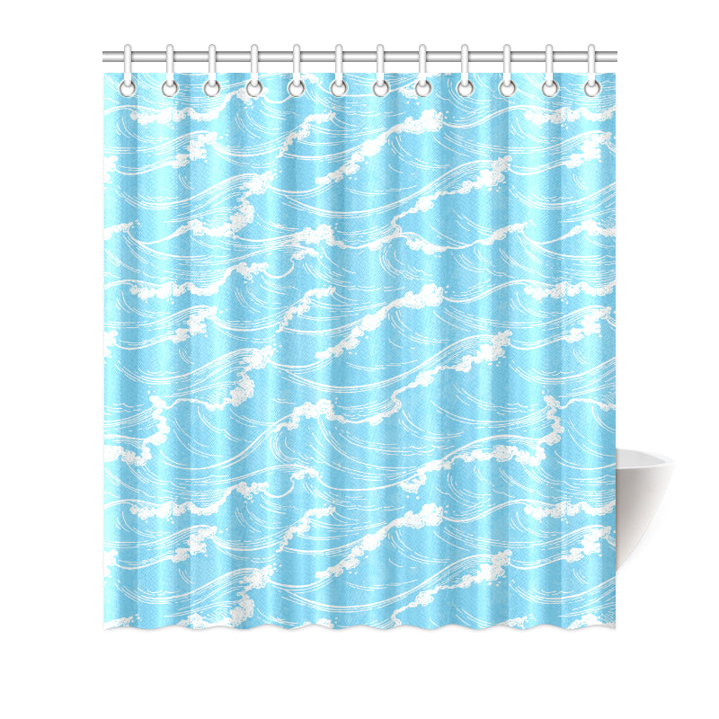 Ocean Wave Pattern Print Design A01 Shower Curtain
