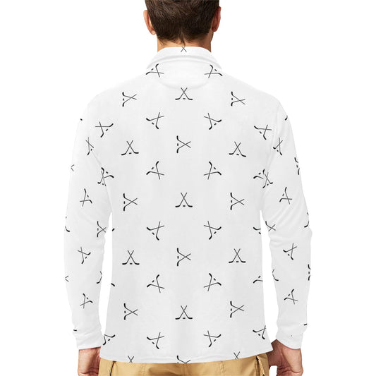 Hockey Print Design LKS304 Long Sleeve Polo Shirt For Men's