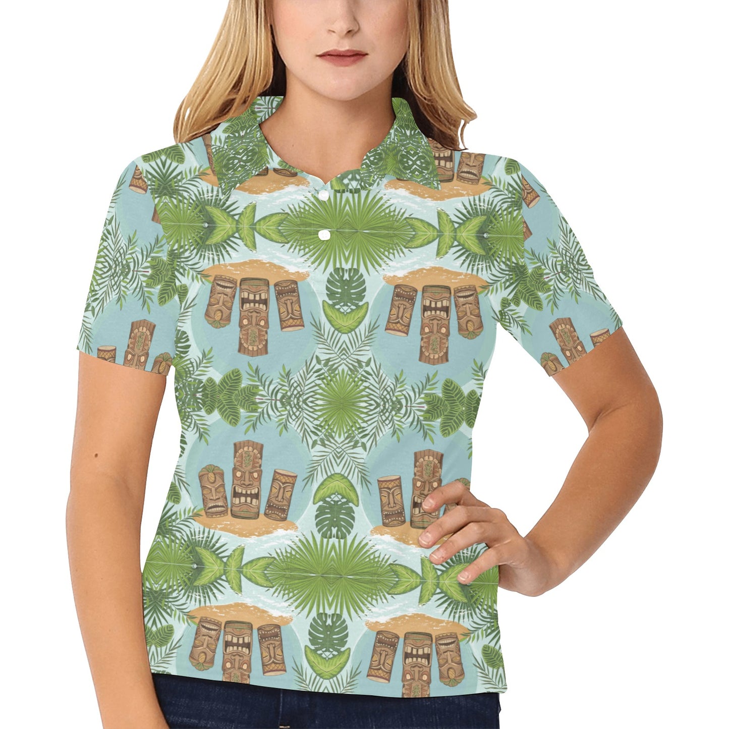 Tiki Wood Island Women's Polo Shirt