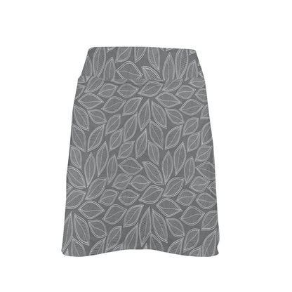 Elm Leave Grey Print Pattern 17" Golf & Pickleball Skort with Pockets