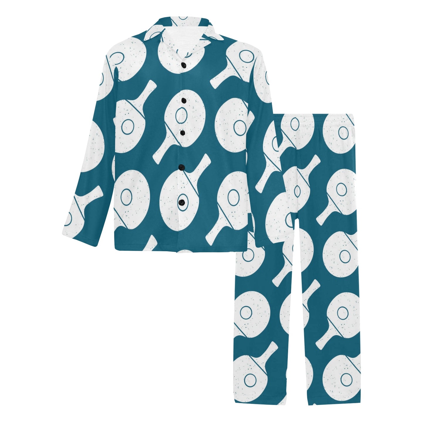 Ping Pong Pattern Print Design A02 Men's Long Pajama Set