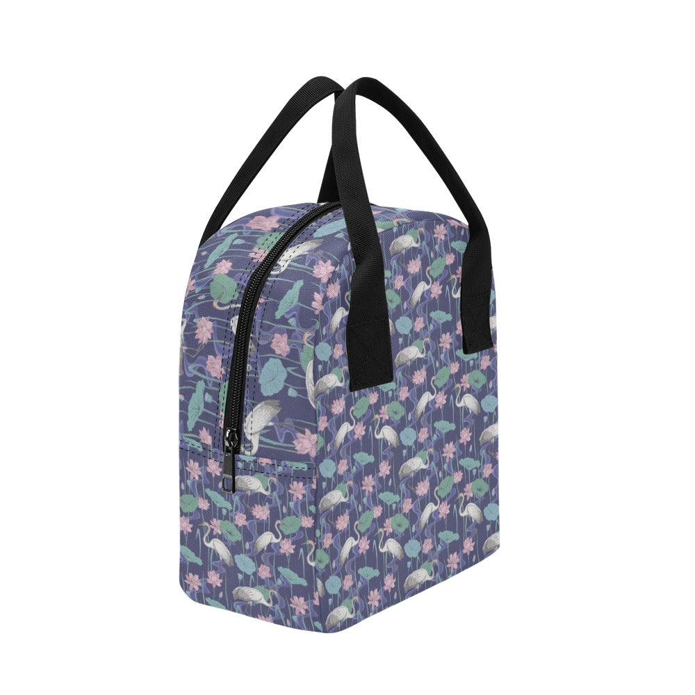 Water Lily Print Design LKS306 Insulated Lunch Bag
