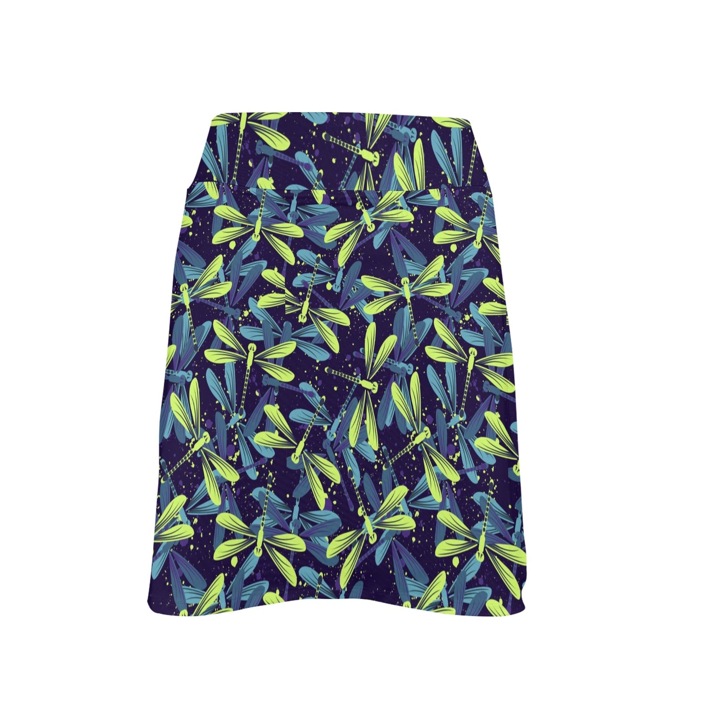 Dragonfly Lime Blue Print Pattern 17" Golf & Pickleball Skort with Pockets