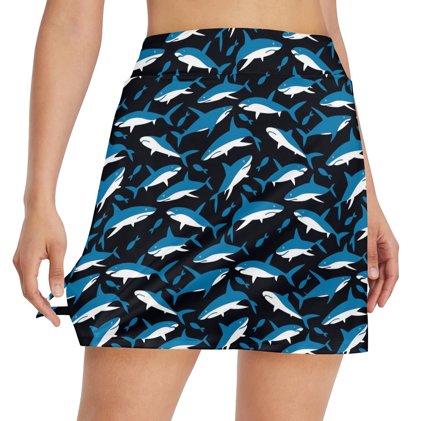 Shark Print Design LKS303 17" Golf & Pickleball Skort with Pockets