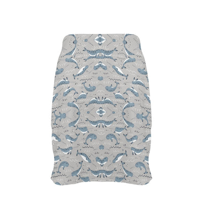 Narwhal Pattern Print 17" Golf & Pickleball Skort with Pockets