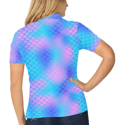 Mermaid Scales Pattern Print Design 04 Women's Polo Shirt