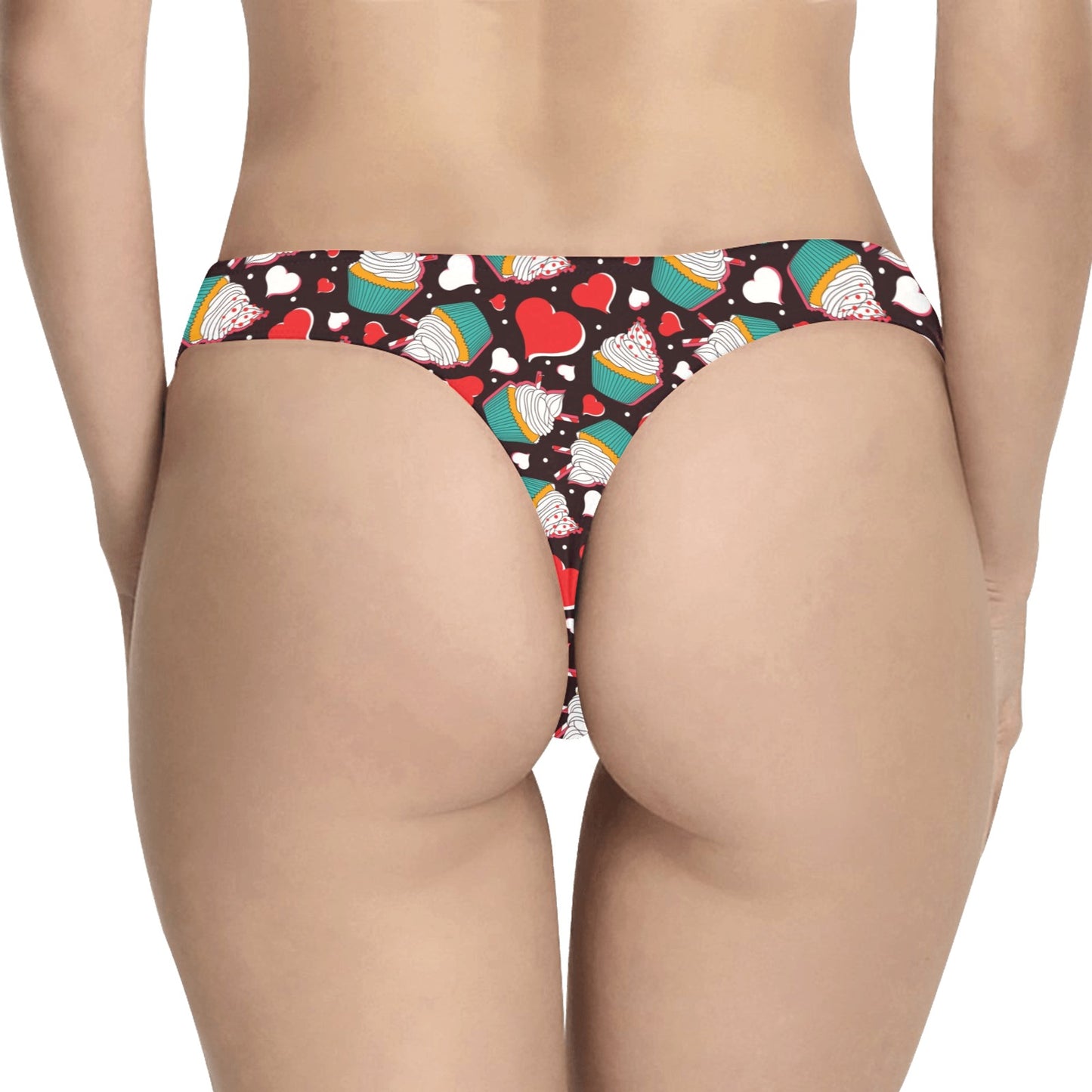 Cupcakes Heart Print Pattern Women's Thongs