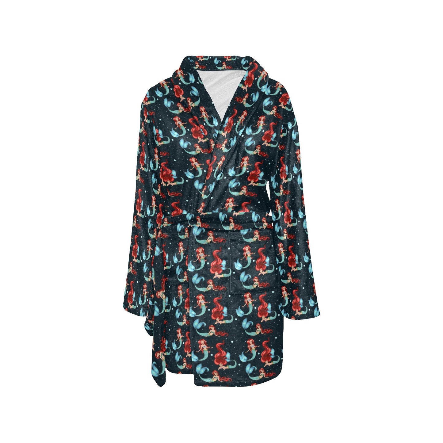 Mermaid Girl Themed Design Print Women's Fleece Robe