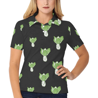 Kale Pattern Print Design 02 Women's Polo Shirt