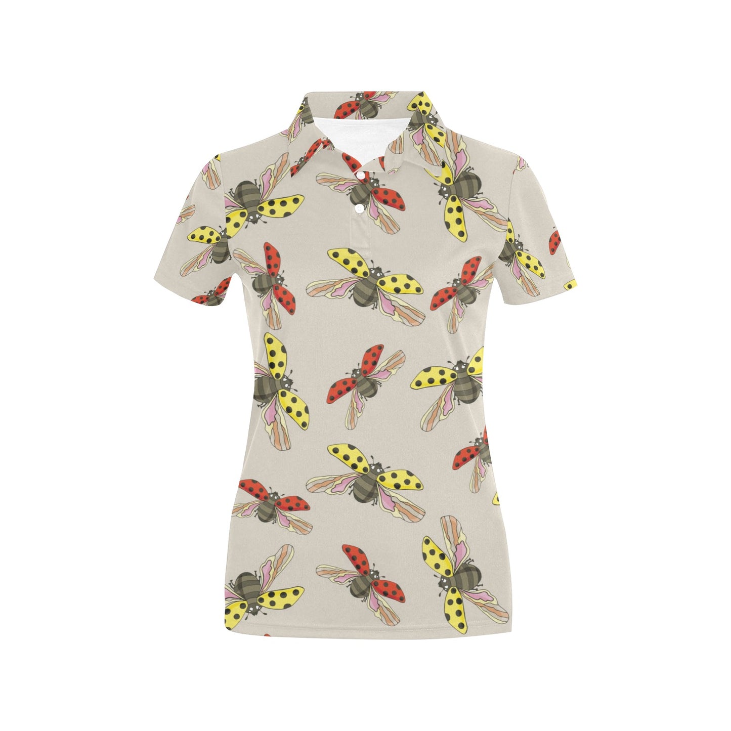 Ladybug Pattern Print Design 04 Women's Polo Shirt