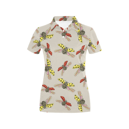 Ladybug Pattern Print Design 04 Women's Polo Shirt