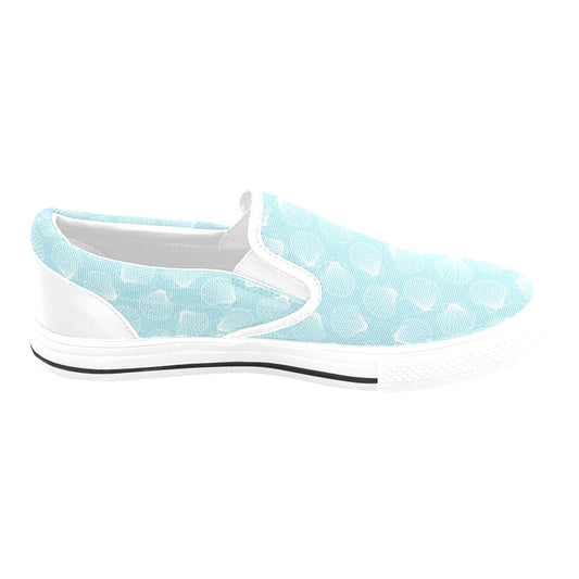 Seashell Print Design LKS3010 White Slip Ons Canvas Women's Shoes