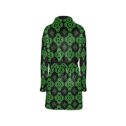 Celtic Knot Green Neon Design Women's Fleece Robe