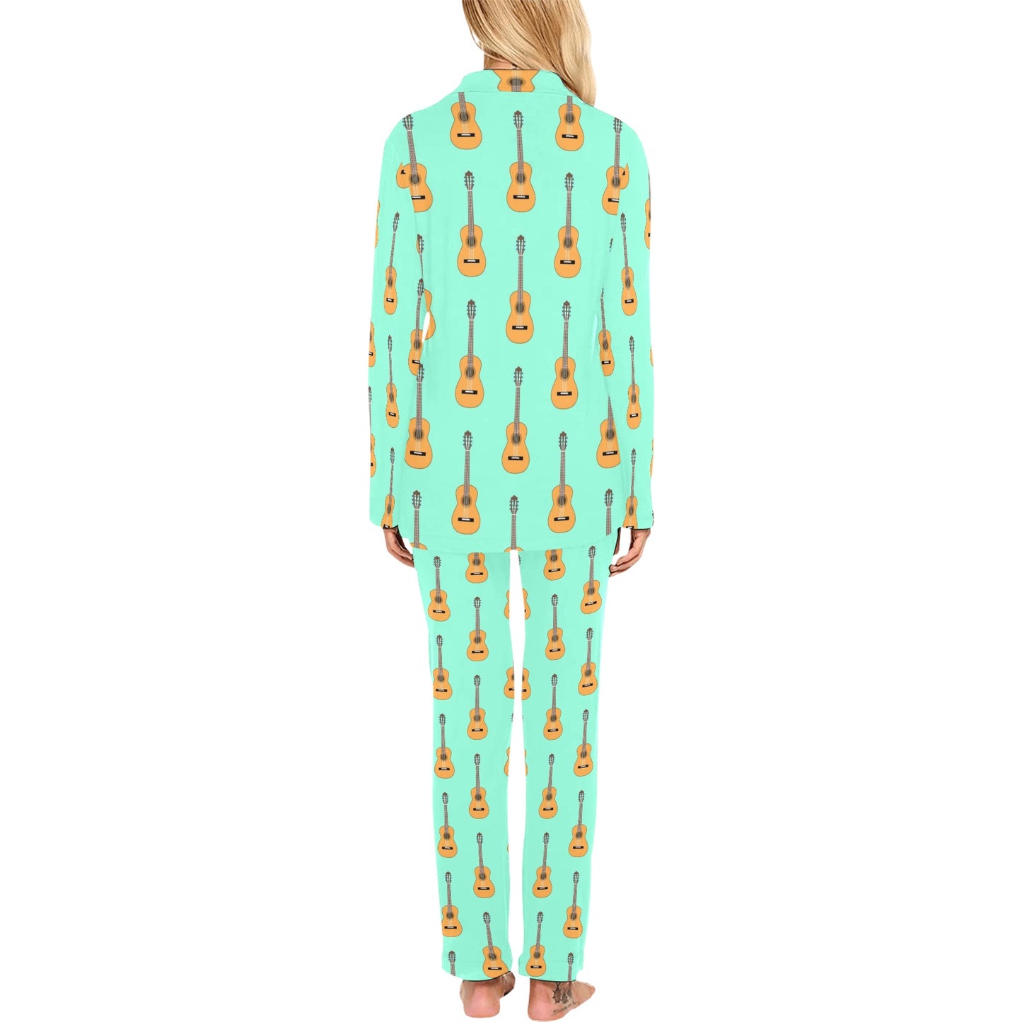 Acoustic Guitar Print Design LKS403 Women's Long Pajama Set