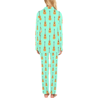 Acoustic Guitar Print Design LKS403 Women's Long Pajama Set