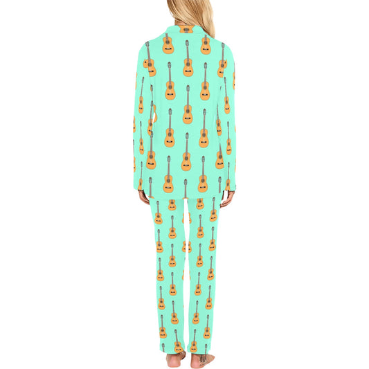 Acoustic Guitar Print Design LKS403 Women's Long Pajama Set