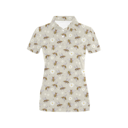 Bee Pattern Print Design 03 Women's Polo Shirt