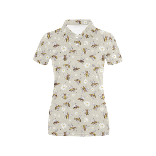 Bee Pattern Print Design 03 Women's Polo Shirt