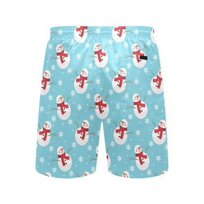 Snowman Print Design LKS304 Men's Swim Trunks Beach Shorts