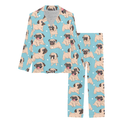 Pug Pattern Print Design A03 Women's Long Pajama Set