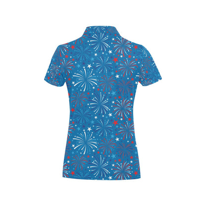 Firework Celebration Print Design LKS304 Women's Polo Shirt